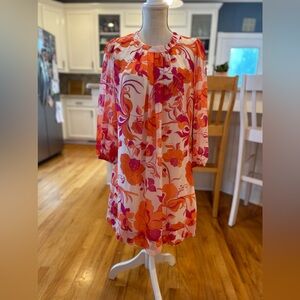 Eva Mendes NY & Company coral and fuchsia long sleeve blossom dress